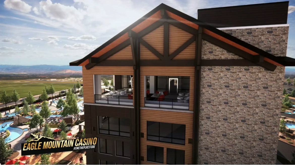 Rendering of the future rooftop restaurant and mountain view